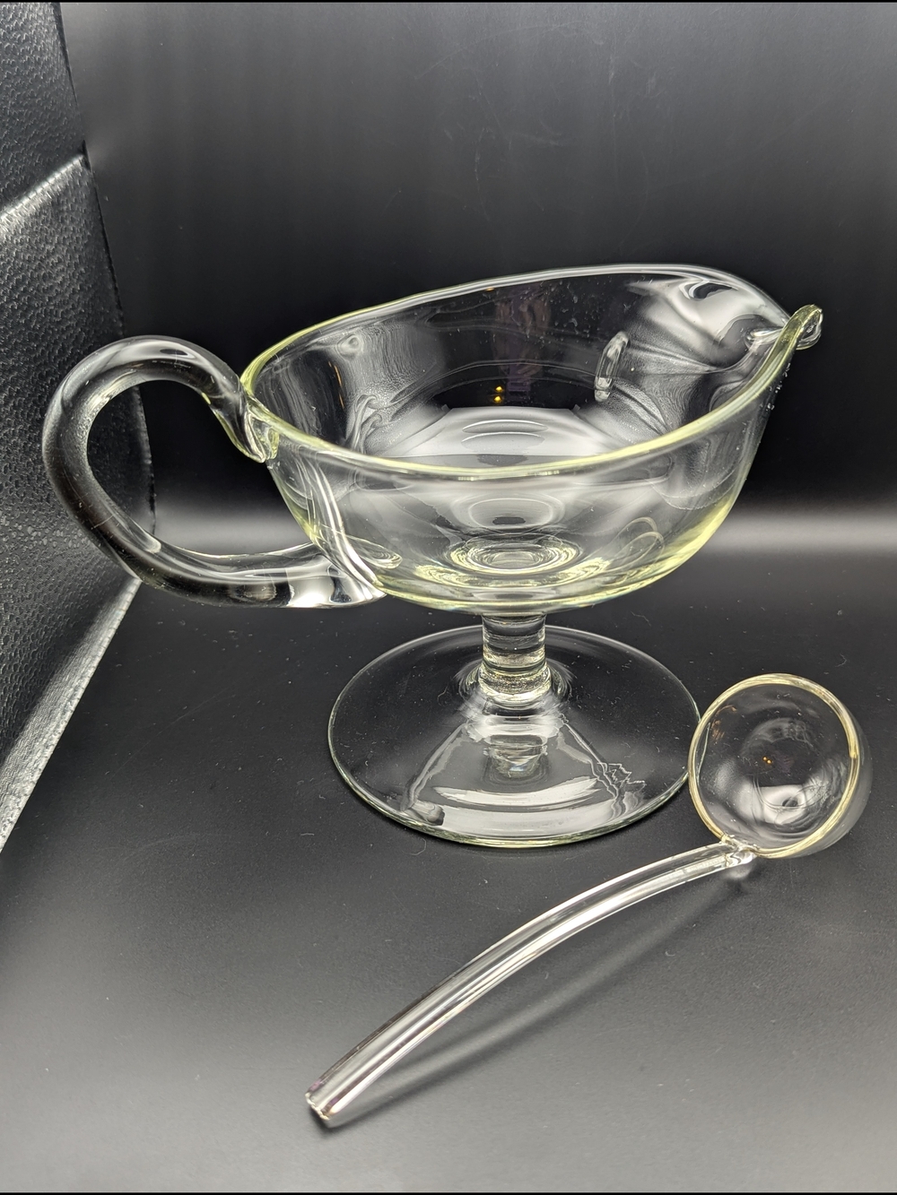 Michelangelo Clear Glass Gravy Boat W Ladle By Luigi Bormioli